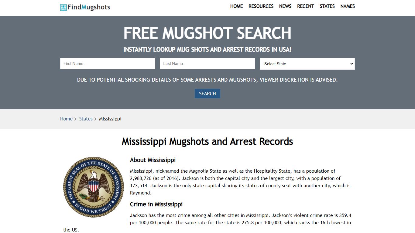 Find Mississippi Mugshots - Find Mugshots